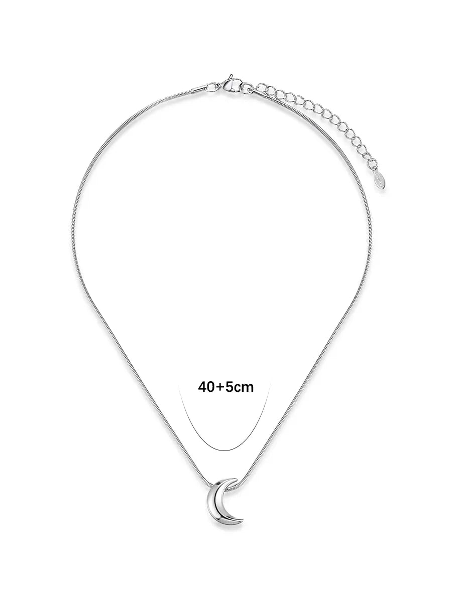 Simple Style Moon Stainless Steel Pendant Necklace