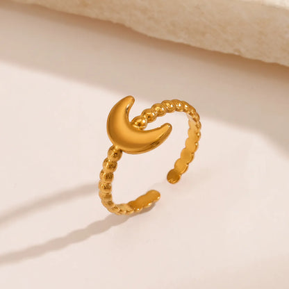 304 Stainless Steel 18K Gold Plated Simple Style Plating Moon Open Rings