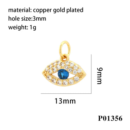 Simple Style Moon Starfish Eye Copper Plating Inlay Zircon 18k Gold Plated Charms