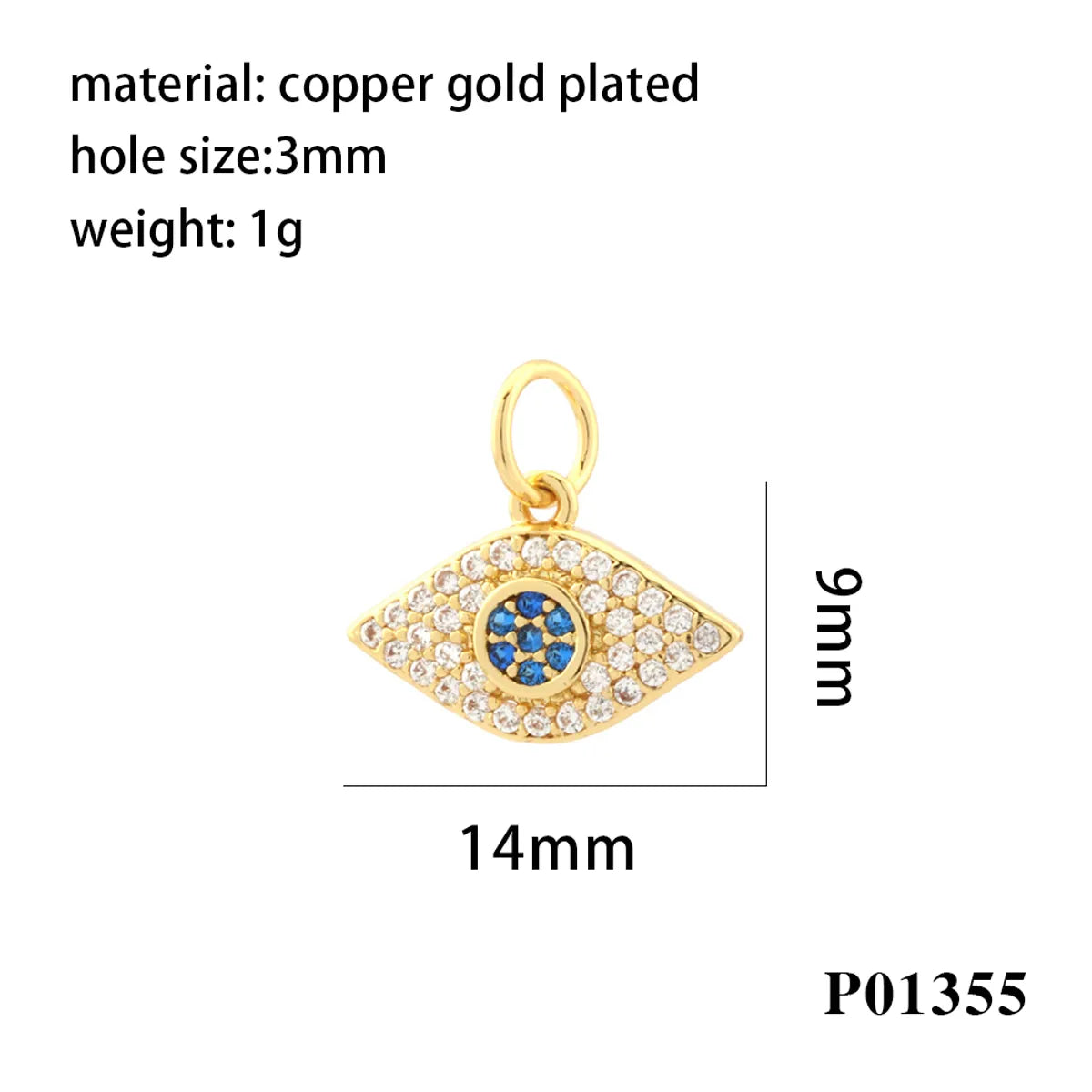 Simple Style Moon Starfish Eye Copper Plating Inlay Zircon 18k Gold Plated Charms