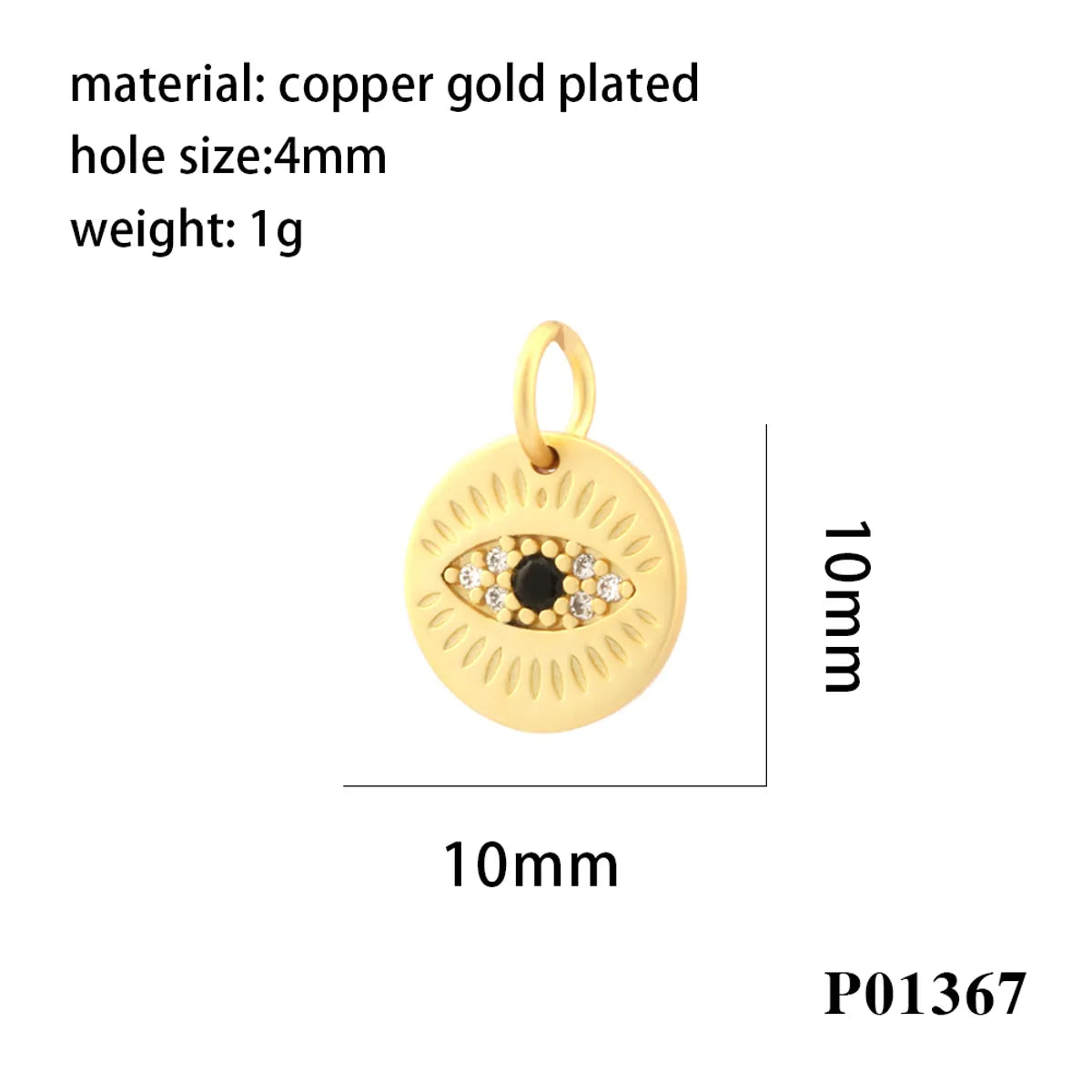 Simple Style Moon Starfish Eye Copper Plating Inlay Zircon 18k Gold Plated Charms