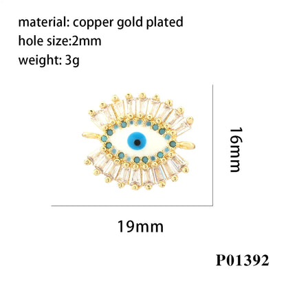 Simple Style Moon Starfish Eye Copper Plating Inlay Zircon 18k Gold Plated Charms