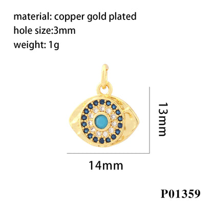 Simple Style Moon Starfish Eye Copper Plating Inlay Zircon 18k Gold Plated Charms