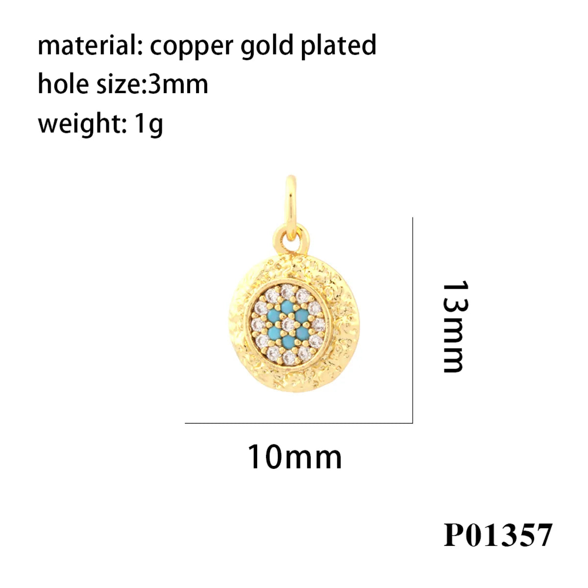 Simple Style Moon Starfish Eye Copper Plating Inlay Zircon 18k Gold Plated Charms