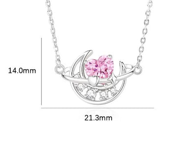 Simple Style Moon Sterling Silver Inlay Zircon Pendant Necklace