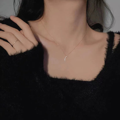 Simple Style Moon Sterling Silver Pendant Necklace