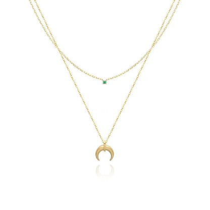 Simple Style Moon Titanium Steel 18k Gold Plated Layered Necklaces