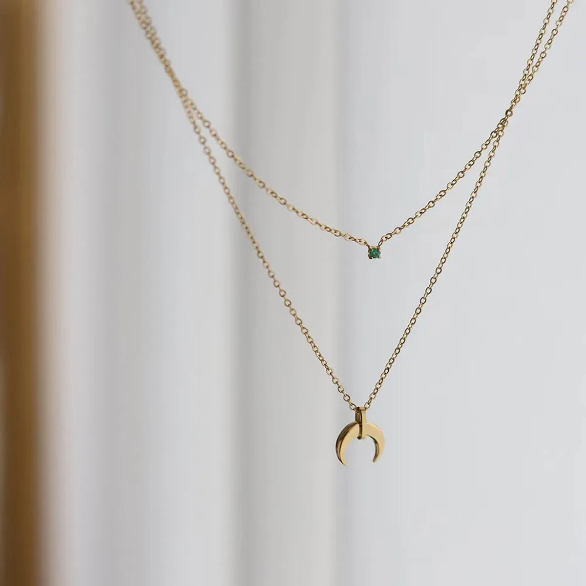 Simple Style Moon Titanium Steel 18k Gold Plated Layered Necklaces