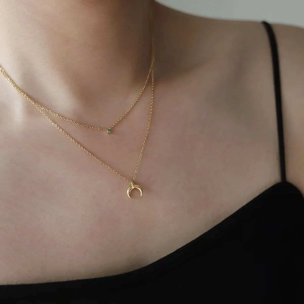 Simple Style Moon Titanium Steel 18k Gold Plated Layered Necklaces