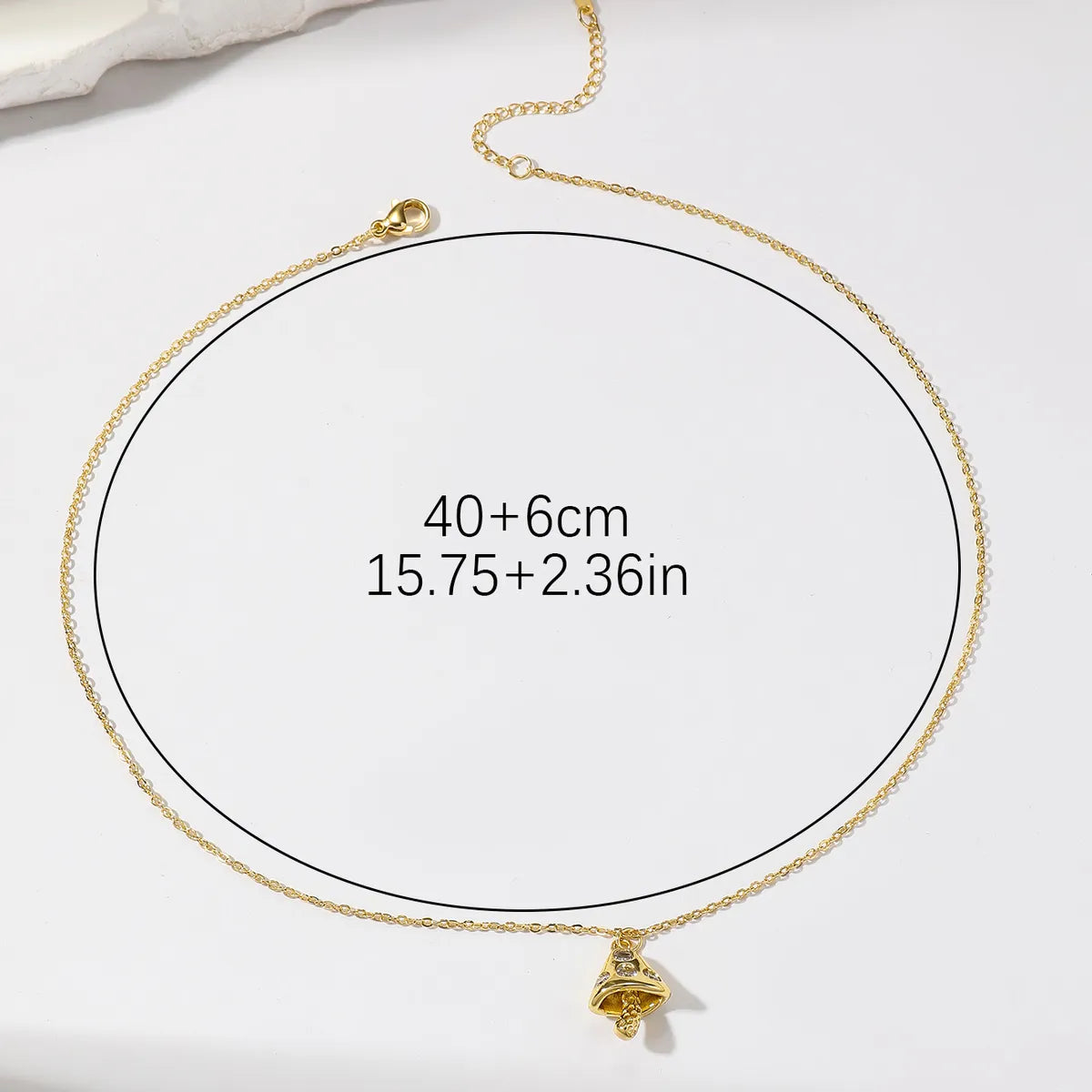 Simple Style Mushroom Stainless Steel Copper Plating Inlay Zircon Gold Plated Pendant Necklace