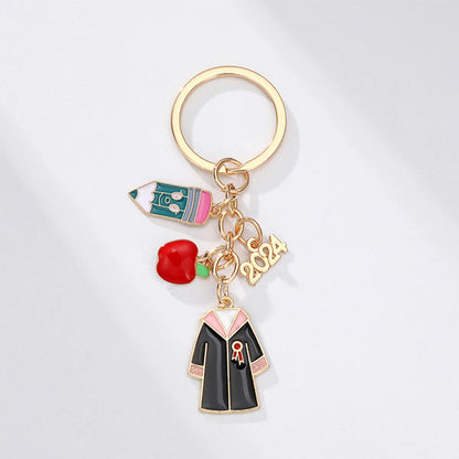 Simple Style Number Apple Clothes Alloy Enamel Bag Pendant Keychain