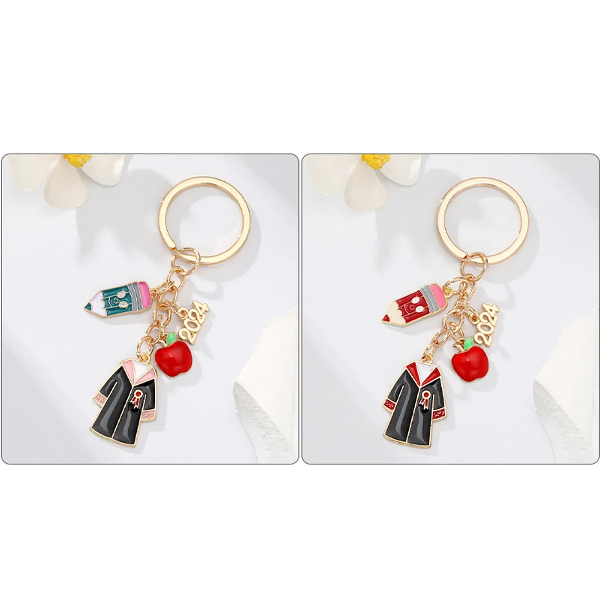 Simple Style Number Apple Clothes Alloy Enamel Bag Pendant Keychain