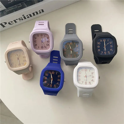 Simple Style Number Buckle Electronic Women'S Watches