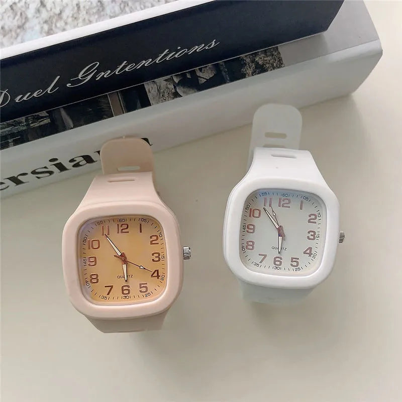 Simple Style Number Buckle Electronic Women'S Watches