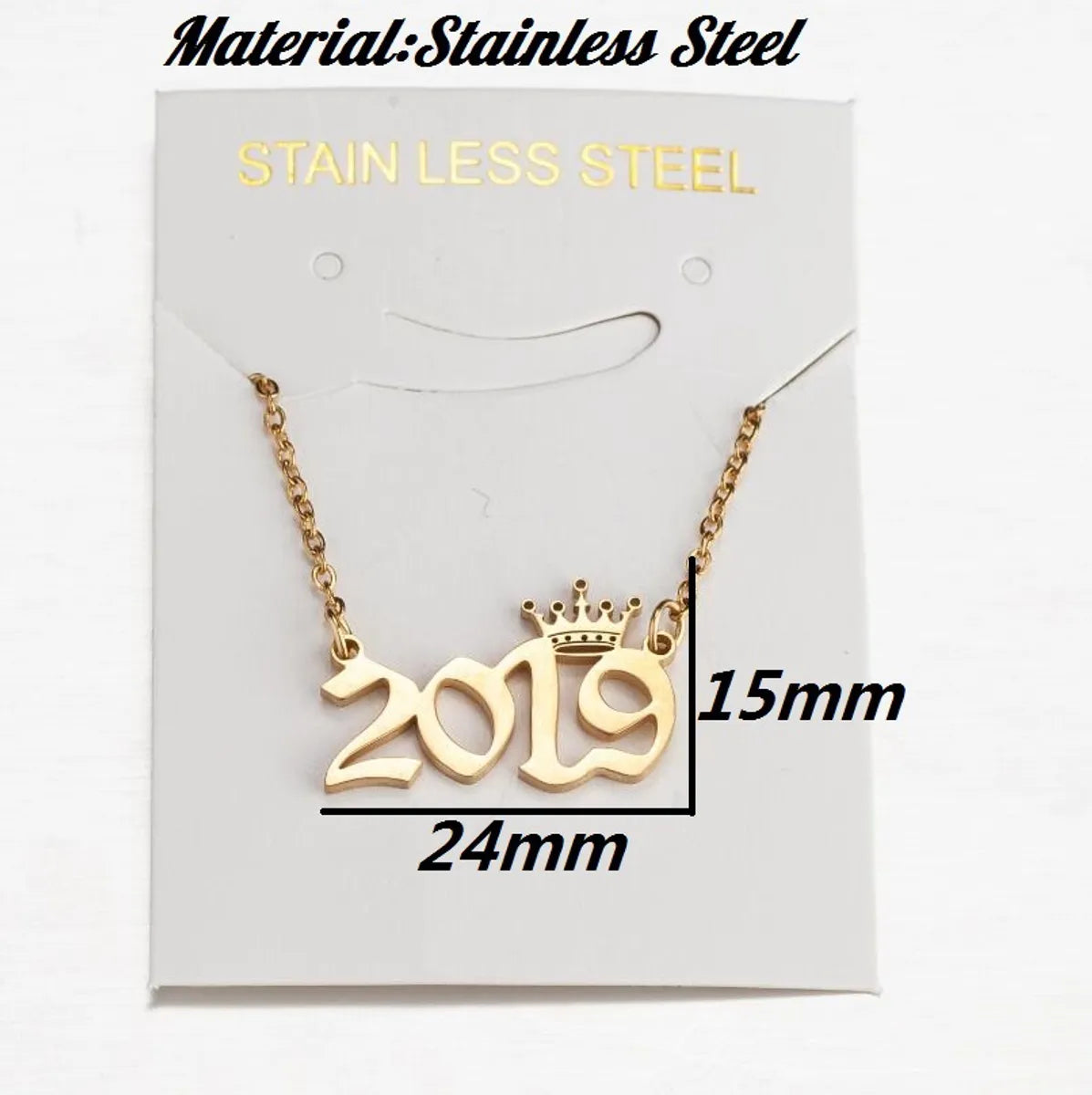 Simple Style Number Crown Titanium Steel Hollow Out Necklace 1 Piece