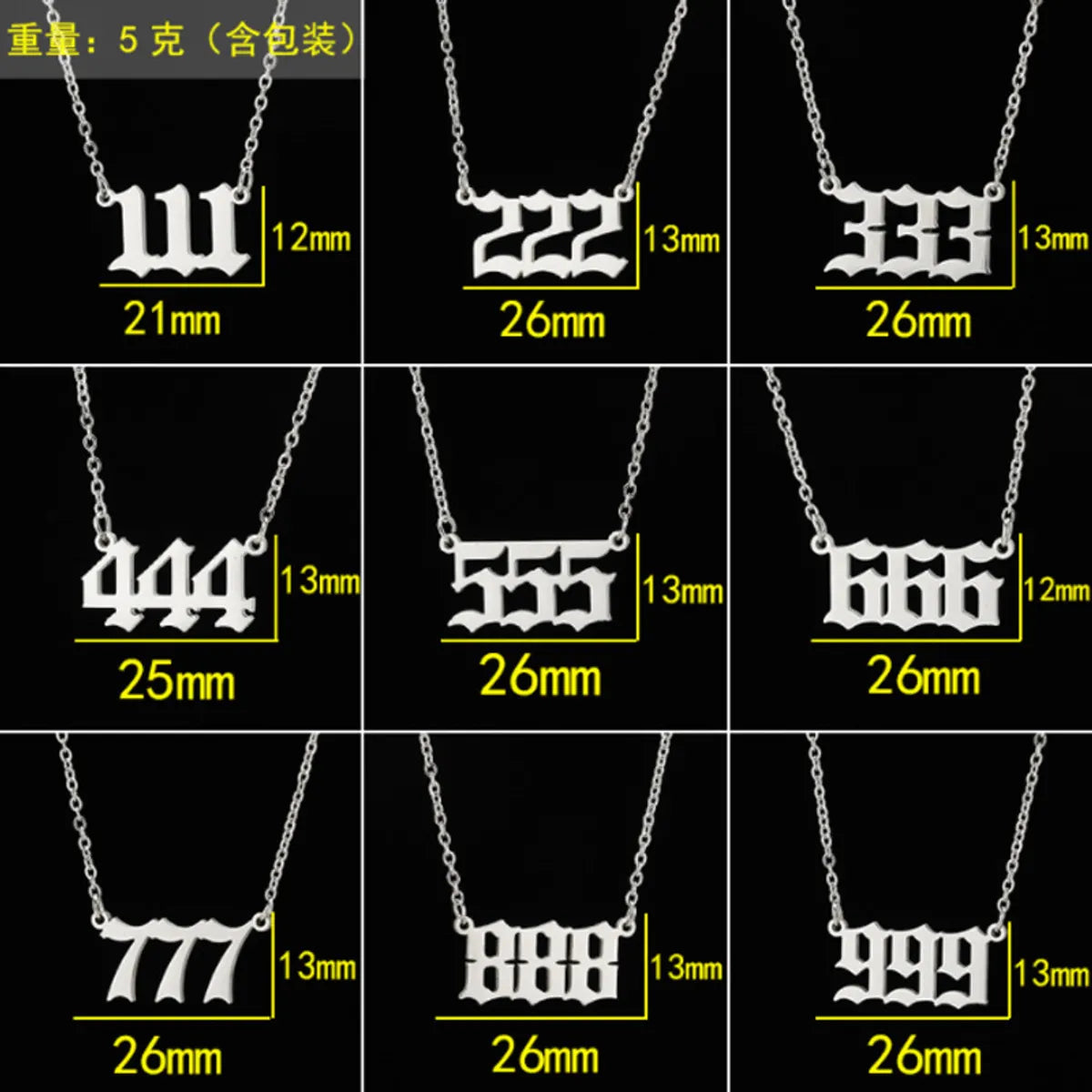 Simple Style Number Stainless Steel Plating Pendant Necklace