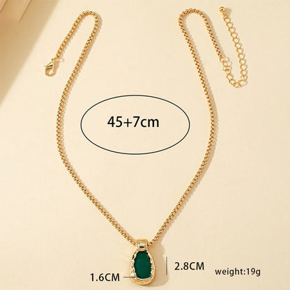 Simple Style Oval 14k Gold Plated Stone Zinc Alloy Wholesale Pendant Necklace