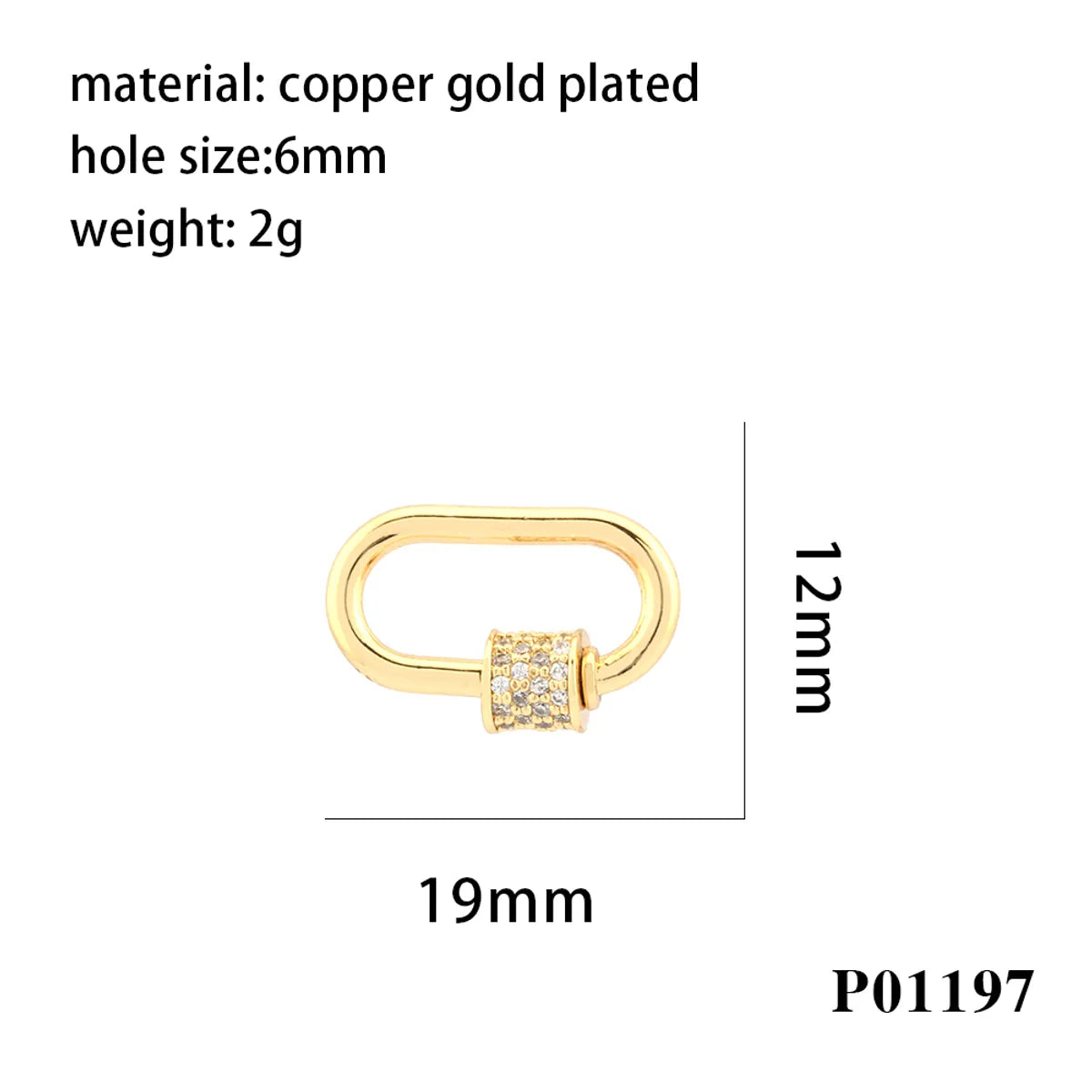 Simple Style Oval Copper Plating Inlay Zircon 18k Gold Plated Charms