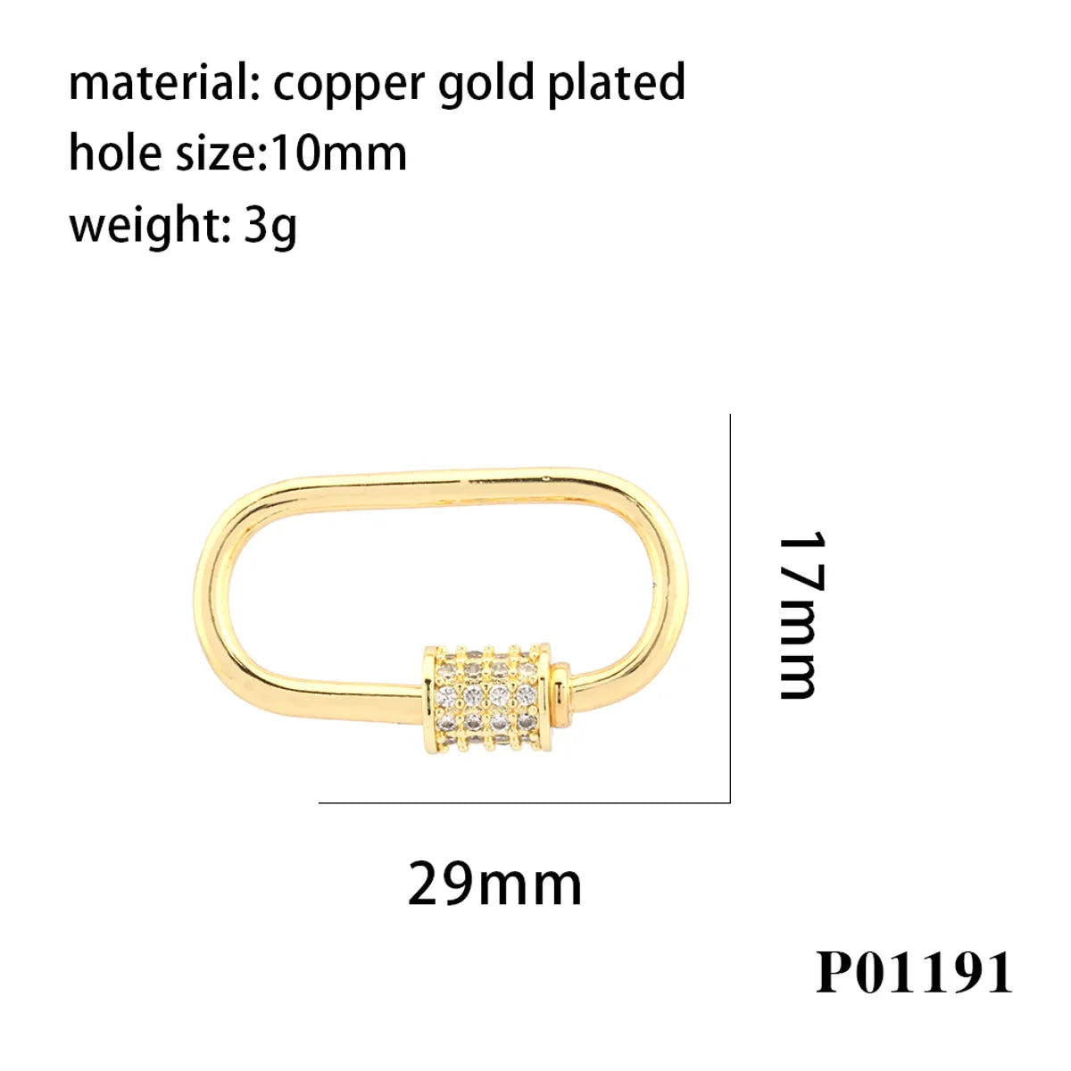 Simple Style Oval Copper Plating Inlay Zircon 18k Gold Plated Charms