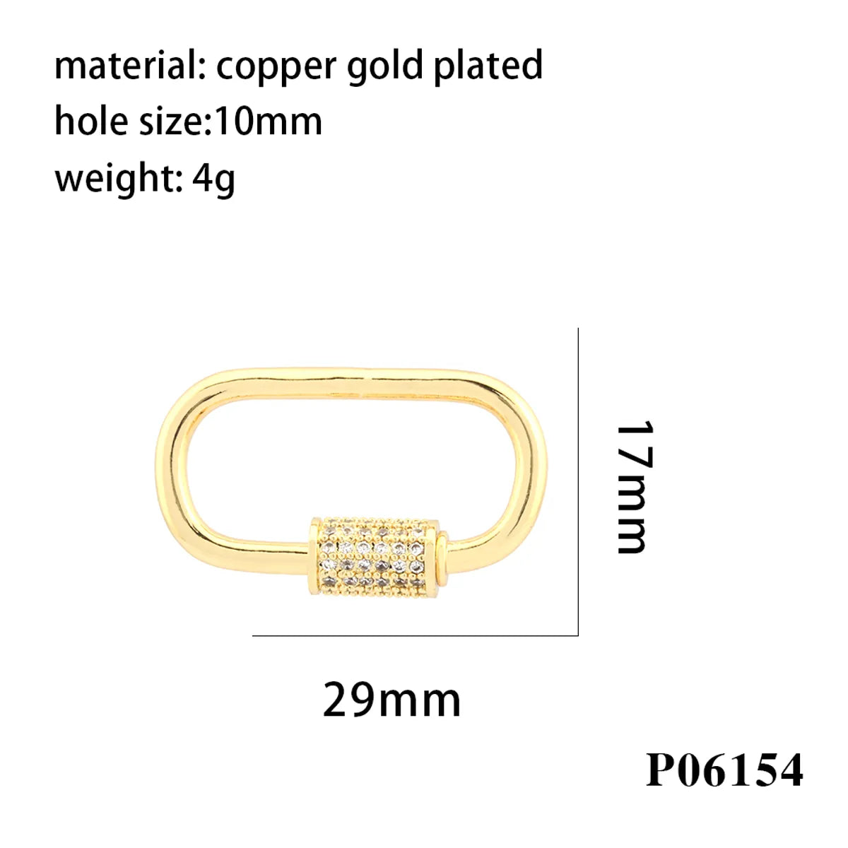 Simple Style Oval Copper Plating Inlay Zircon 18k Gold Plated Charms