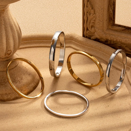 Simple Style Oval Solid Color 304 Stainless Steel Bangle In Bulk