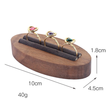 Simple Style Oval Solid Wood Flannel Jewelry Display