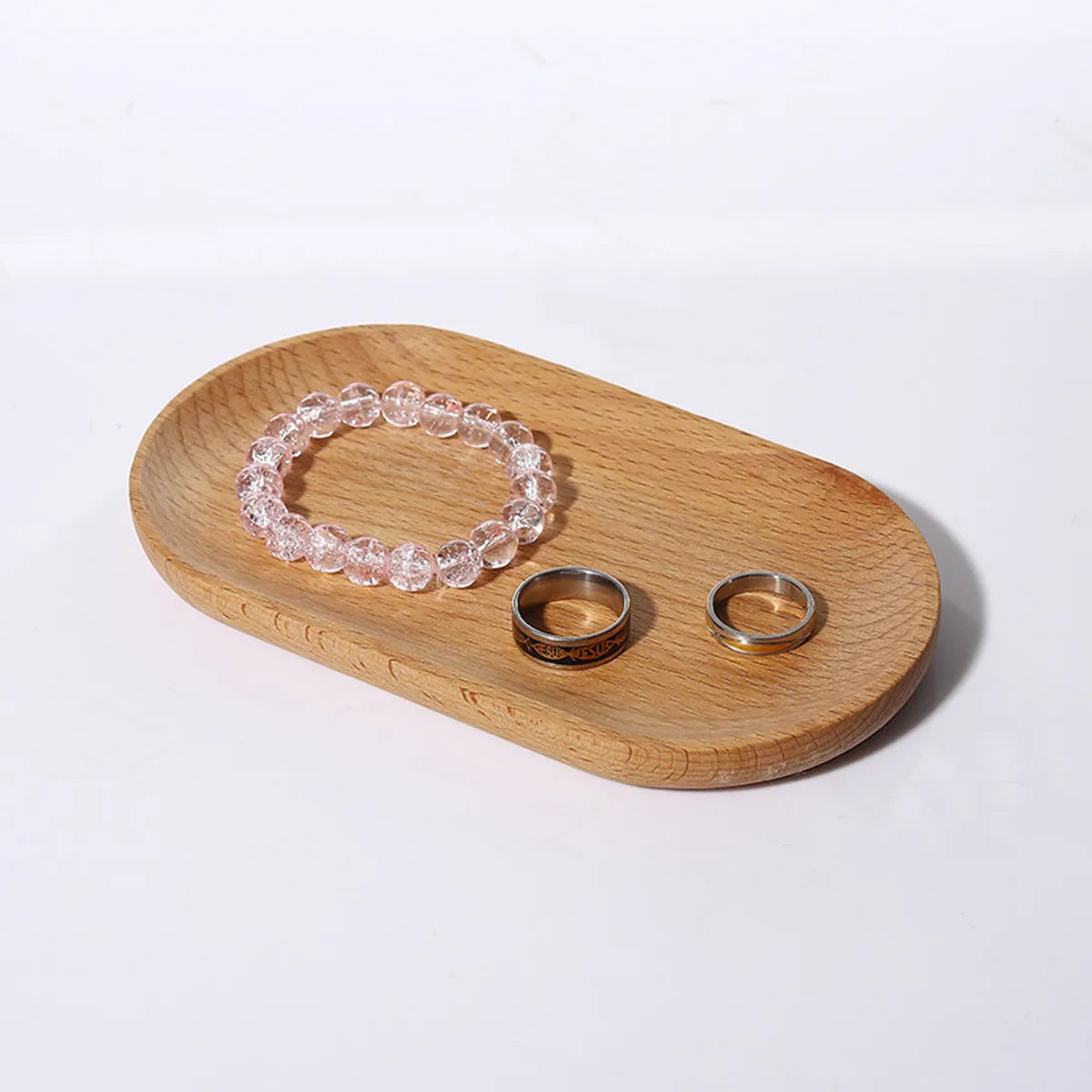 Simple Style Oval Solid Wood Jewelry Rack