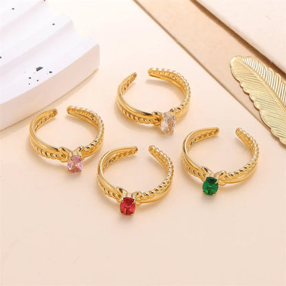 Simple Style Oval Stainless Steel Inlay Zircon Rings