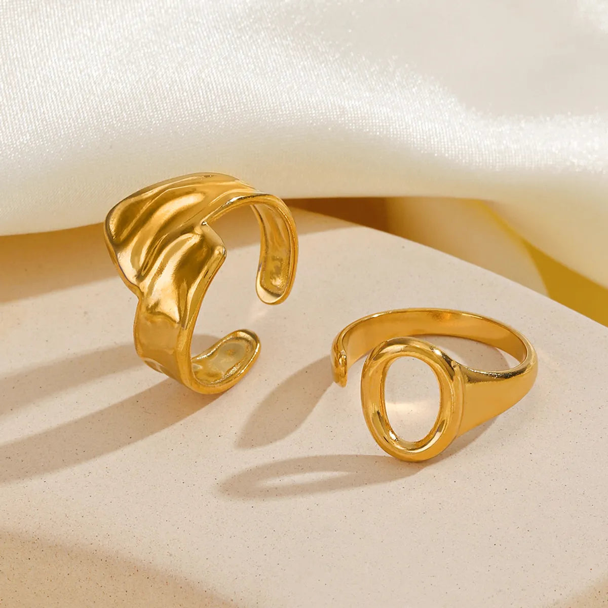 Simple Style Oval Stainless Steel Plating 18k Gold Plated Open Rings