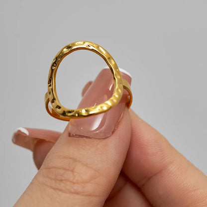 Simple Style Oval Stainless Steel Plating Hollow Out 18k Gold Plated Rings