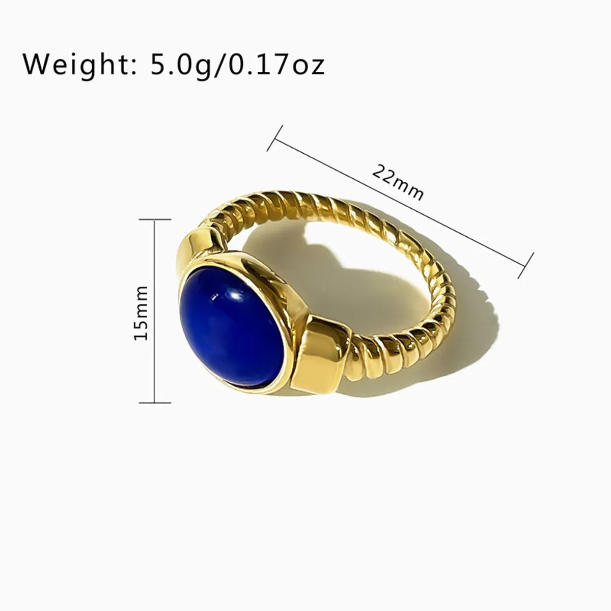 Simple Style Oval Stainless Steel Plating Inlay Glass 18k Gold Plated Rings