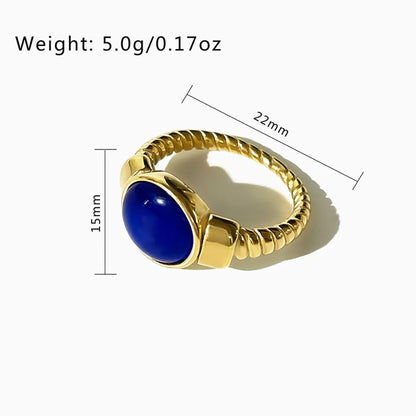 Simple Style Oval Stainless Steel Plating Inlay Glass 18k Gold Plated Rings