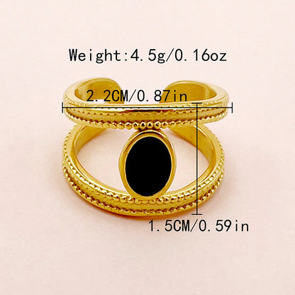 Simple Style Oval Stainless Steel Plating Inlay Zircon Gold Plated Rings