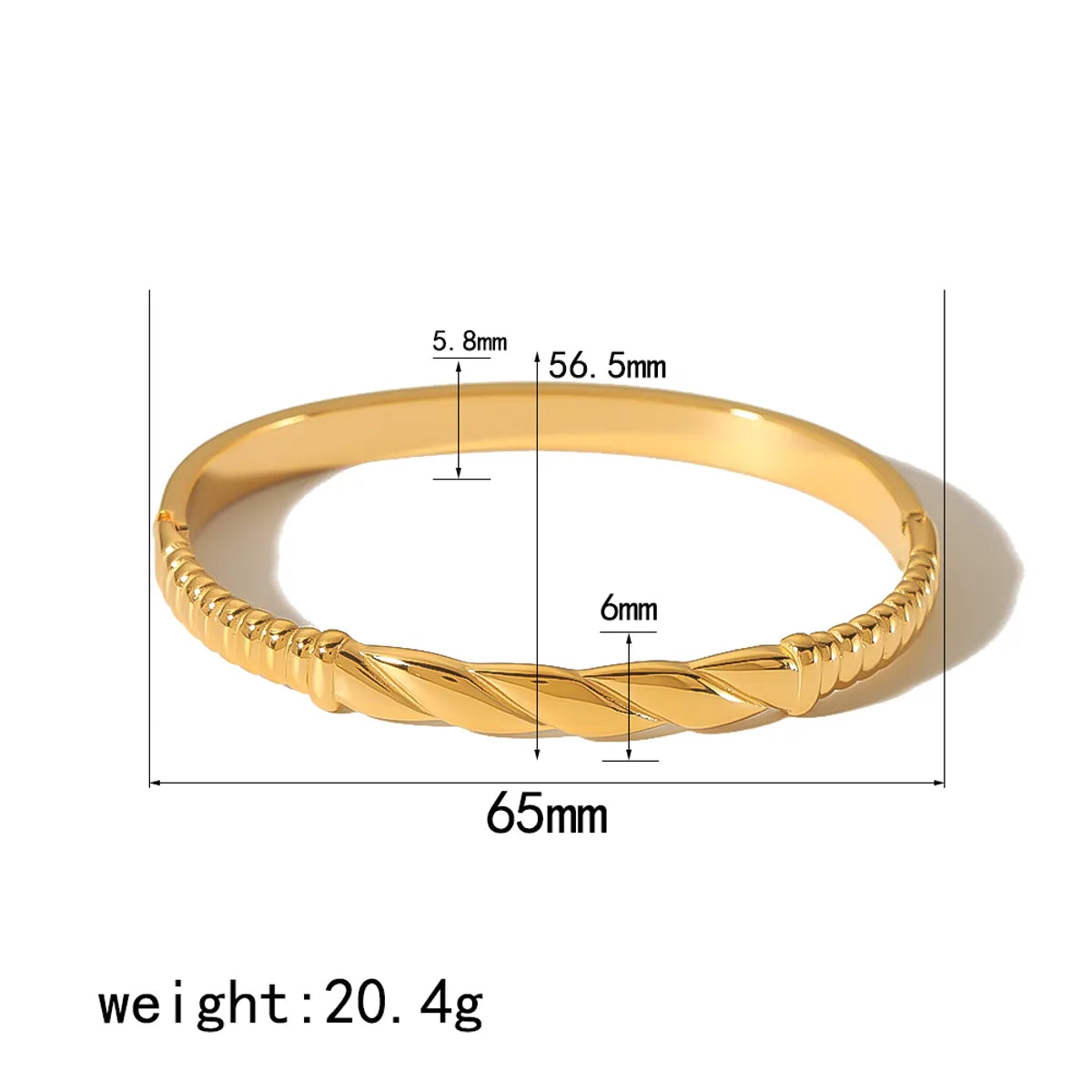 Simple Style Oval Stainless Steel Polishing Plating Zircon 18k Gold Plated Bangle