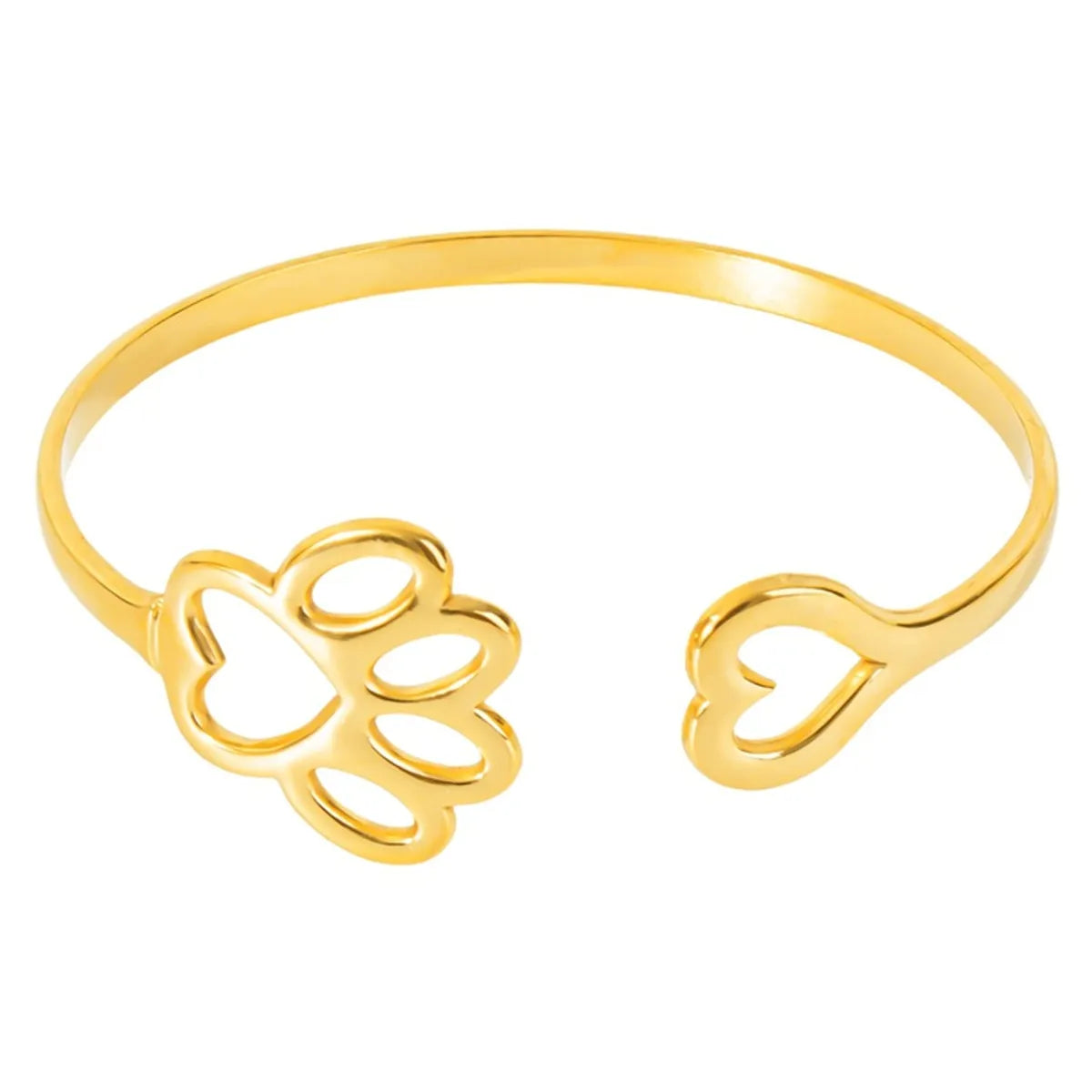 Simple Style Paw Print Heart Shape 304 Stainless Steel 18K Gold Plated Bangle In Bulk