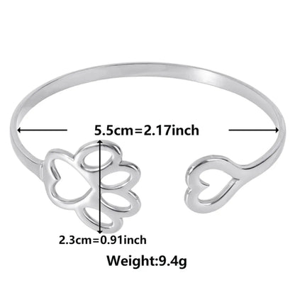 Simple Style Paw Print Heart Shape 304 Stainless Steel 18K Gold Plated Bangle In Bulk