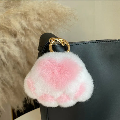 Simple Style Paw Print Rex Rabbit Fur Bag Pendant Keychain