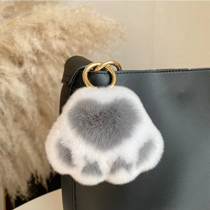 Simple Style Paw Print Rex Rabbit Fur Bag Pendant Keychain