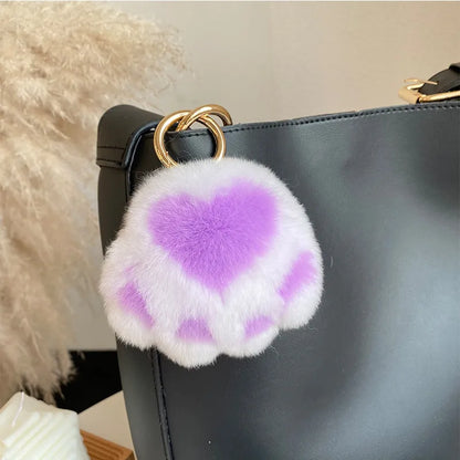 Simple Style Paw Print Rex Rabbit Fur Bag Pendant Keychain