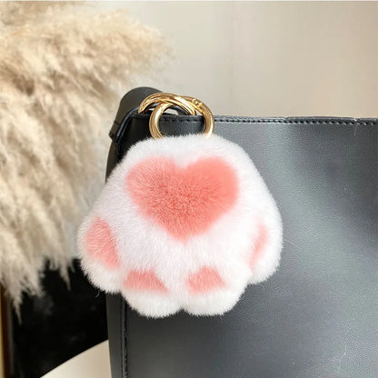 Simple Style Paw Print Rex Rabbit Fur Bag Pendant Keychain