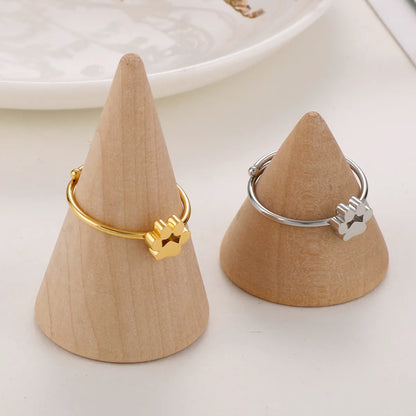 Simple Style Paw Print Solid Color Stainless Steel Polishing Gold Plated Rings 1 Piece