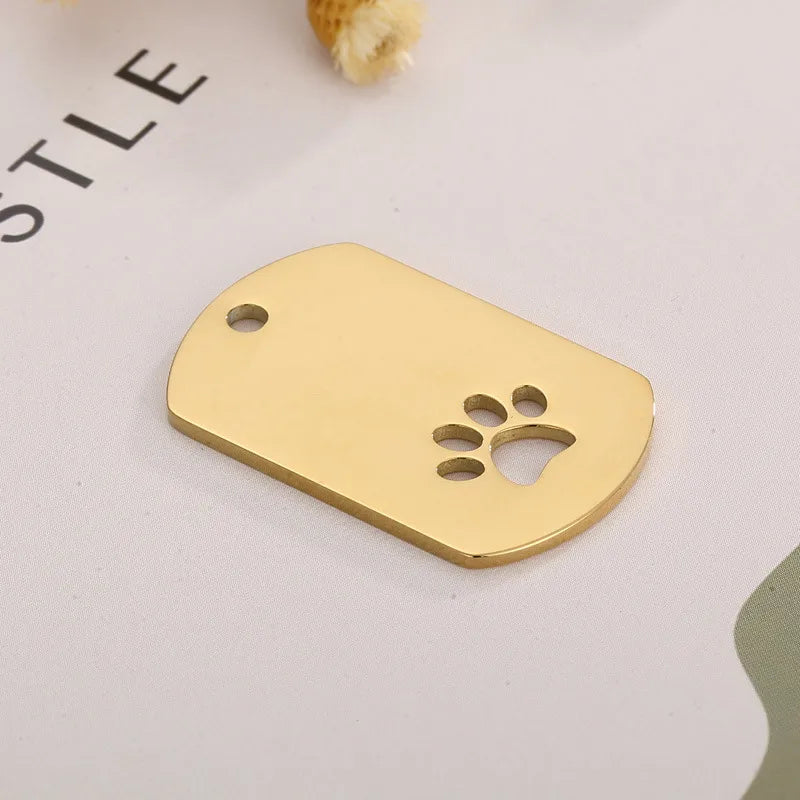 1 Piece Stainless Steel 18K Gold Plated Paw Print