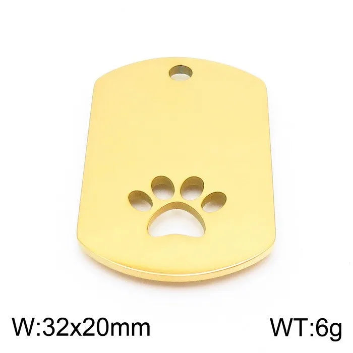 1 Piece Stainless Steel 18K Gold Plated Paw Print