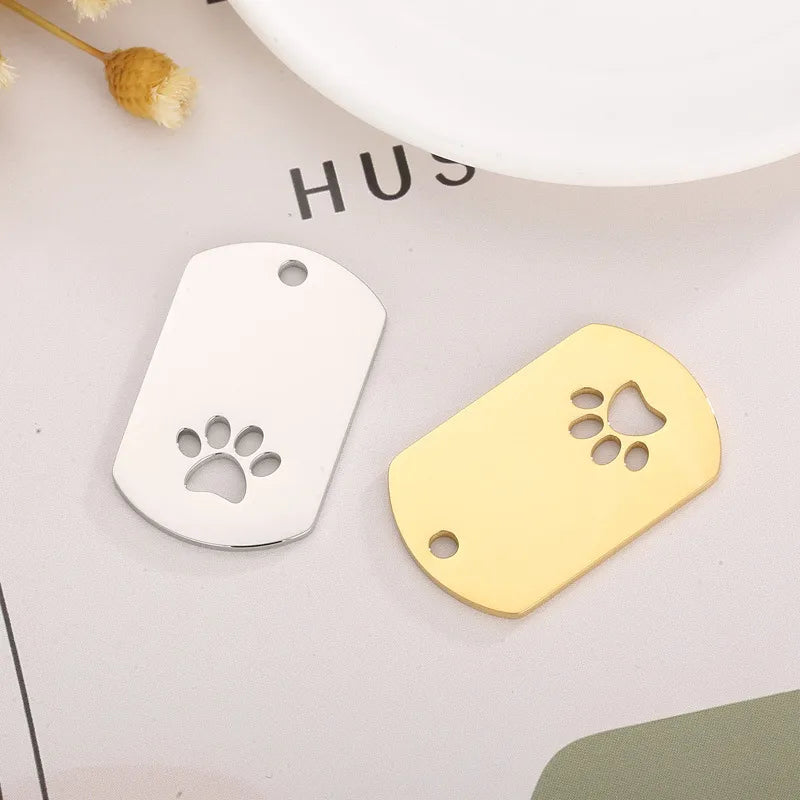 1 Piece Stainless Steel 18K Gold Plated Paw Print