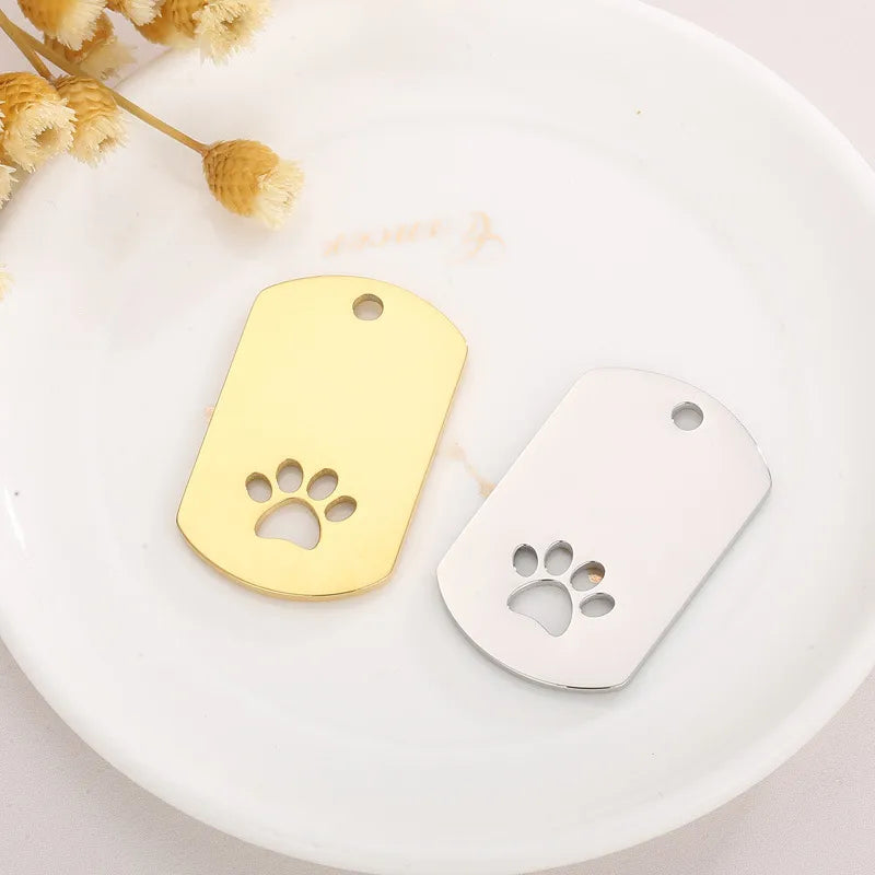 1 Piece Stainless Steel 18K Gold Plated Paw Print