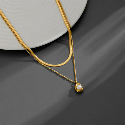 Simple Style Pea Titanium Steel Plating Inlay Zircon 18k Gold Plated Pendant Necklace