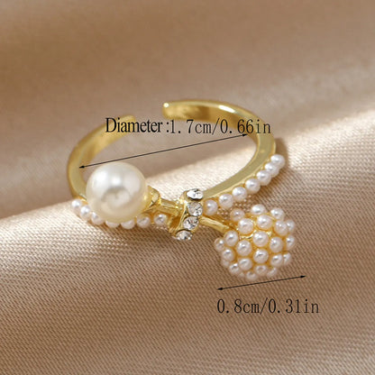 Simple Style Pearl Alloy Pearl Unisex Open Rings