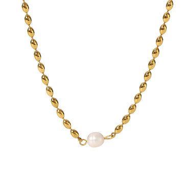 Simple Style Pearl Stainless Steel Beaded Plating 18k Gold Plated Pendant Necklace