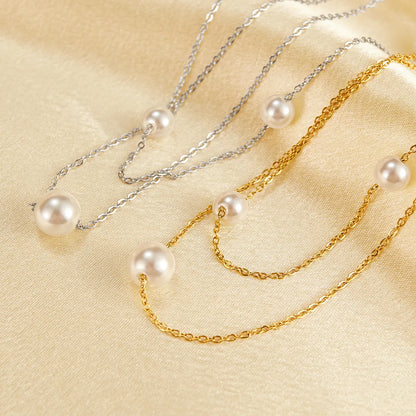 Simple Style Pearl Stainless Steel Layered Necklaces