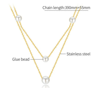 Simple Style Pearl Stainless Steel Layered Necklaces